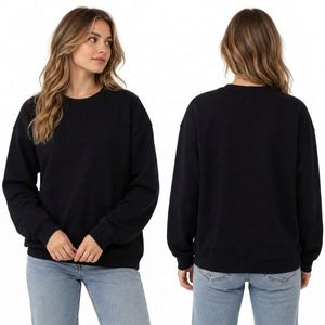 Sudadera Negra Extra Grande Personalizada, Clásica, de Color Sólido, Ultra Cálida, de Forro Polar, para Invierno, con Hombros Caídos, Lisa, para Uso Diario - Product Image 1