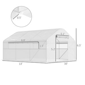 Serra a tunnel 13FT X 10FT X 6.5FT ecologica con telaio in acciaio zincato potenziato e ampie finestre bianche - Product Image 3