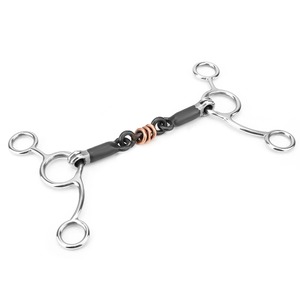 Mors de dressage équestre à joues larges en acier inoxydable avec embout en acier noir - Product Image 3