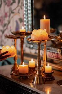 Traditional <b>Brass</b> <b>Candle</b> <b>Stick</b> Holder with Decorative <b>Candle</b> Stand For Home Temple Prayer Room Living Area Wedding Ceremony Use - Product Image 4