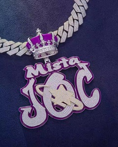 Mista Joc Crown <b>Pendant</b> 18K Gold Plated Moissanite Hip Hop Style <b>Pendant</b> For Men Iced Out 925 <b>Silver</b> Custom <b>Initial</b> <b>Pendant</b> - Product Image 1