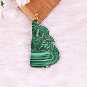 Pendentif en pierre unisexe tendance en malachite naturelle stalactite plaqué or/argent/or rose/ruthénium noir 34,4 g - Product Image 3
