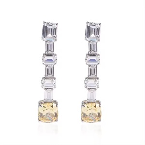Luxury 925 Silver Exquisite Cushion Cut Faux Yellow <b>Diamond</b> Drop Earrings Fashion Luxury <b>Accessory</b> - Product Image 1