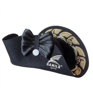 Bicorne maritime noir, coiffe historique avec garnitures tressées opulentes, couvre-chef de luxe, casquette Shako - Product Image 1