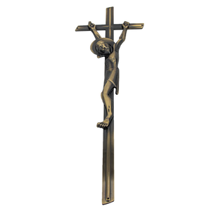 Décoration de couvercle de cercueil en métal Zamak, croix de crucifixion de Jésus pour cercueil - Product Image 1