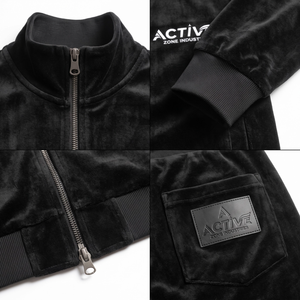 OEM Custom Men's Heavyweight <b>Velour</b> <b>Tracksuit</b> Retro Flared Pants Streetwear Set - Product Image 4