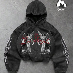 Mens premium boxy fit acid wash oversized <b>hoodie</b> casual <b>gym</b> wear streetwear heavy fabric pullover <b>hoodie</b> winter - Product Image 1