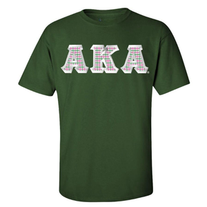 Camiseta AKA Personalizada de Sarga Verde y Rosa con Parche de Letras AKA Bordado, Unisex, Manga Corta, a la Moda - Product Image 1