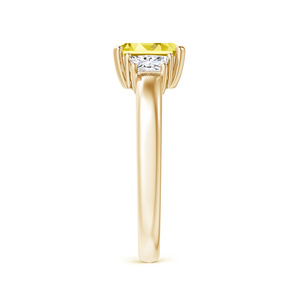 Yellow Gold Three Stone <b>Emerald</b> Cut Yellow Sapphire Engagement Wedding <b>Ring</b> for Women 10K 14K 18K Gold 925 935 <b>Silver</b> - Product Image 3