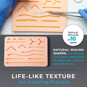 Kit d'entraînement complet à la suture pour l'éducation chirurgicale et la formation aux compétences de suture, avec peau d'entraînement en silicone et acier inoxydable - Product Image 3