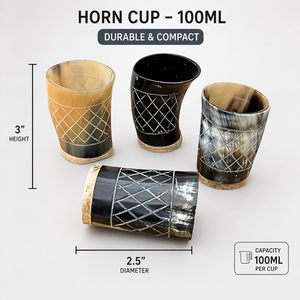 Chope à bière en corne naturelle artisanale Viking avec poignée, design classique pour les fêtes - Product Image 3