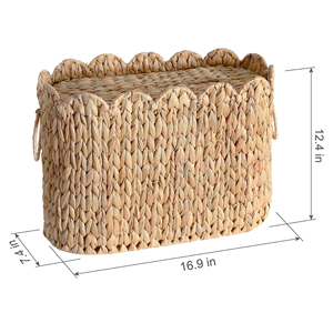 Natural Water Hyacinth Toilet Paper <b>Basket</b> With Lid, Scalloped <b>Wicker</b> <b>Storage</b> <b>Basket</b> With Lid, Bathroom Organizers From Vietnam - Product Image 2