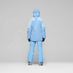 Chaqueta de esquí impermeable con capucha y bloques de color para mujer, compatible con casco, con ventilación en las axilas - Product Image 4