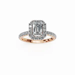 New Design Multi Stone <b>Emerald</b> & Round Cut Lab Grown Diamond Women's Luxury IGI Certified <b>Ring</b> in 18K Rose Gold Indian Supplier - Product Image 1