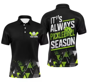 Pickleball Custom Sublimation Athletic <b>Shirt</b> Breathable Eco-Friendly Spandex/Cotton <b>Half</b> Sleeve Button-Up Collar Quick Unisex - Product Image 3