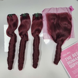 ผมต่อแบบดิบสีเบอร์กันดีแบบหยิกสำหรับคนเวียดนาม - Product Image 2