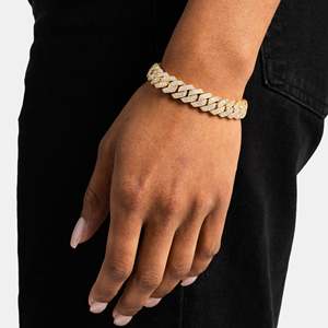 12MM Cuban Link Moissanite <b>Bracelet</b> 925 Sterling Silver Gold Plated VVS D Color Hip Hop <b>Bracelet</b> - Product Image 4