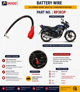Câble de batterie positif Hnda Shine 125cc ES Unicorn, type OE, qualité export, pièces détachées pour deux-roues - Product Image 3