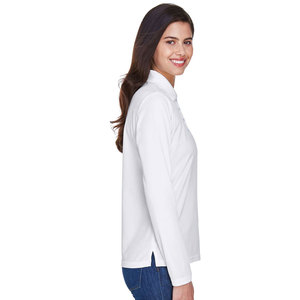 Camisa Polo Blanca de Manga Larga para Mujer, Corte Regular Informal, Color Sólido, Tela Popelina, Diseño Transpirable 2027 - Product Image 3