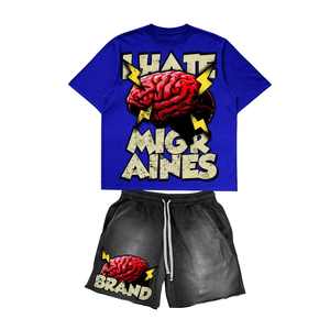 Conjunto de Verano Personalizado con Estampado Completo, Camiseta Corta de Corte Cuadrado con Gráficos Urbanos para Hombre y Conjunto de Dos Piezas - Product Image 1