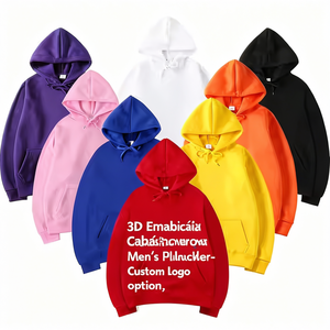 <b>3D</b> Embroidered Unisex Custom <b>Hoodie</b> with Plain Design for Men's Pullover Tracksuits-Custom Logo Option - Product Image 3
