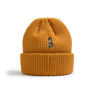 Custom Logo Wholesale Factory Supply Chunky Cable Knit Beanie Fleece Lined <b>Thermal</b> Winter Warm Hat Outdoor Bows 100% <b>Wool</b> Unisex - Product Image 2