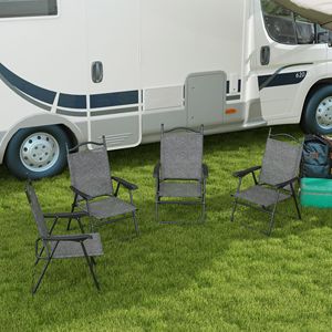 Set di 4 Sedie da Campeggio Pieghevoli in Rete Grigia con Braccioli, Portatili per Esterni, Comode, Personalizzabili con Logo, Facili da Trasportare - Product Image 2