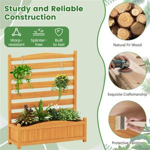 2-<b>Panel</b> Fir Wood Privacy Fence with Planter Boxes AC Unit/Trash Can <b>Screen</b> No-Dig for Outdoor Patio Beautiful Garden Accessory - Product Image 3