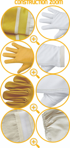 Gants d'apiculture jaunes ventilés en peau de chèvre avec manchette longue, équipement de sécurité pour les fournisseurs - Product Image 6