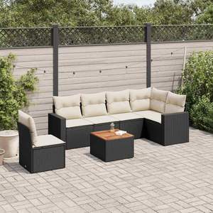 Conjunto de Sofás Modulares Grandes de Ratán Sintético Negro para Jardín - Product Image 1