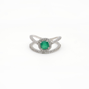 Anillo de Ónix Verde Natural Platino con Corte Esmeralda y Forma de Cojín, Chapado en Rodio, Joyería Fina de Lujo para Uso Diario, OEM ODM - Product Image 3