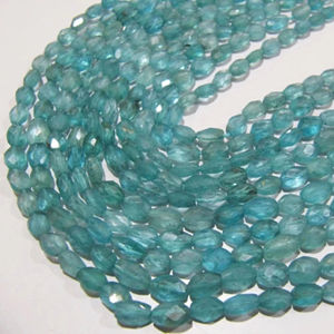 Perles ovales facettées en apatite bleue naturelle authentique, brins de perles en apatite bleue, 13 pouces - Product Image 2