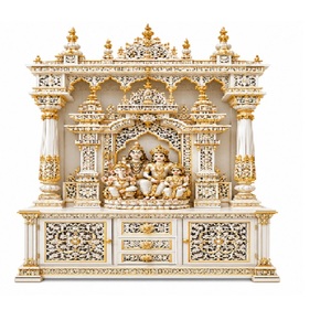 Latest Marble Look Shiv Parivar Teak <b>Wooden</b> Home <b>Temple</b> Premium White Gold Home Mandir With Domes Solid Wood Home <b>Temple</b> usa - Product Image 1