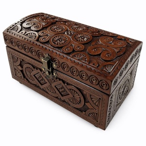 Best Design Wood Jewelry <b>Box</b> With Carved <b>Floral</b> Patterns And Metal Clasp For Storage - Product Image 1