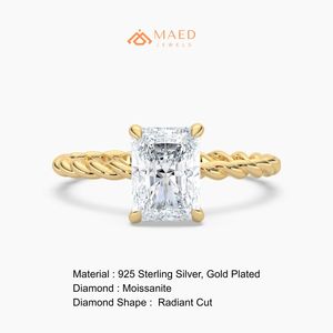 แหวนหมั้นเพชรโมอิสซาไนต์ทรงเรเดียนท์เคลือบทอง 18K เครื่องประดับเจ้าสาวสำหรับผู้หญิง หรูหราสำหรับงานแต่งงานและวันครบรอบ - Product Image 6