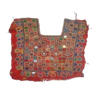 Baloch Vintage <b>Tribal</b> Banjara Ne Yoke Embroidery Mirror Work Applique Patch Handmade Cotton Short Sleeve Lightweight <b>Dresses</b> - Product Image 1