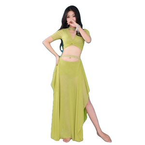 Traje de Danza del Vientre para Mujer, Falda de Danza del Vientre, Top de Manga Corta, Conjunto de Danza del Vientre, Disfraces de Carnaval - Product Image 1