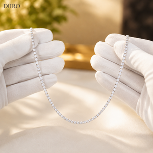 Vintage 925 Sterling Silver Tennis <b>Chain</b> Necklace Round Diamond <b>Iced</b> <b>Out</b> Women's Moissanite <b>Chain</b> GRA Certified - Product Image 5