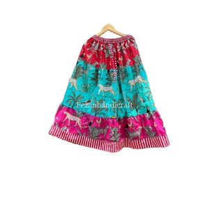 กระโปรงแมกซี่ผ้าฝ้ายแบบลำลองสำหรับผู้หญิงทันสมัยมีกระเป๋าเอวยางยืดพิมพ์ลายสัตว์สำหรับฤดูร้อน - Product Image 1