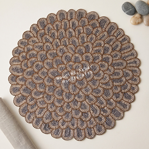 Set de Napperons Ronds Artisanaux en Corail Bleu Perlé, Motif Branche Marine, pour Décoration de Table Thème Océan, Plage et Dîner en Plein Air - Product Image 6