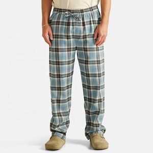 Pantalon de pyjama décontracté léger et doux pour homme, en lin/coton, à carreaux personnalisés, taille mi-élastique, ODM - Product Image 5