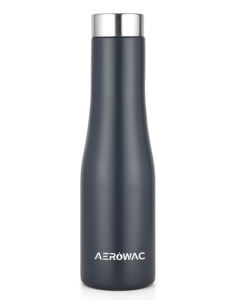 Dark Grey Stainless Steel Water Bottle Vacuum Insulated Leak Proof Flask Ergonomic Curved Matte <b>Drinkware</b> Travel Fitness - Product Image 3