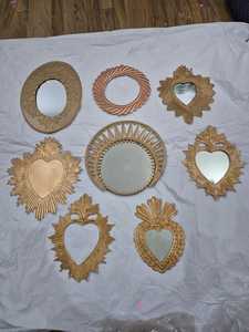 Gold Tone Sacred Heart Round Wall Mirror Metal Eclectic Wedding Home Decor Religious Hanging Mirror - Product Image 2