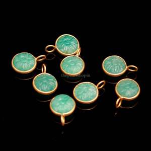 Pendentif fleur en amazonite naturelle, pierre précieuse sculptée à la main, charme en argent sterling 925, pendentif en pierre d'amazonite pour bijoux, 11 mm - Product Image 5