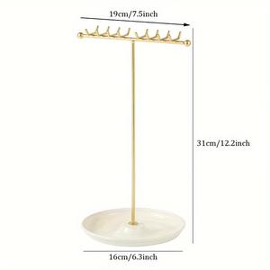 Organizador de Joyas Delgado con Múltiples Ganchos, Soporte para Collares, Bandeja Expositora de Pendientes, Base Antienredos, Diseño que Ahorra Espacio para Tocador - Product Image 6