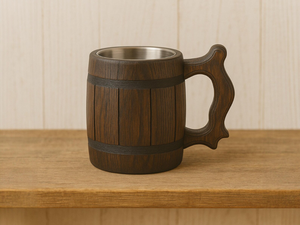 Jarra de Cerveza de Madera Hecha a Mano con Revestimiento Interior de Acero Inoxidable, Ecológica, de Madera Natural, para Bar, Pub, Restaurante y Hogar - Product Image 6