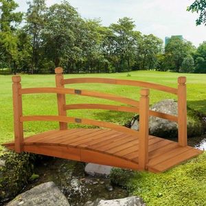 Ponte da Giardino in Legno ad Arco da 1,44 m, Ornamenti Decorativi per Laghetto e Ponte Pedonale per Esterni - Product Image 1