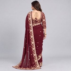 Elegante Saree para Mujer con Textil Suave y Transpirable, Caída Graciosa, Hermosos Estampados, Ropa Festiva, Servicio OEM Personalizado - Product Image 6