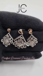 ได้รับการรับรองจาก IGI หรูหราพรีเมี่ยมจี้เพชรธรรมชาติที่สวยงามหรูหราสง่างามกุหลาบสีขาวทอง - Product Image 6