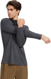 T-shirt de sport à manches longues en polyester à col montant 1/4 zip pour homme – Idéal pour l'entraînement personnalisé - Product Image 6